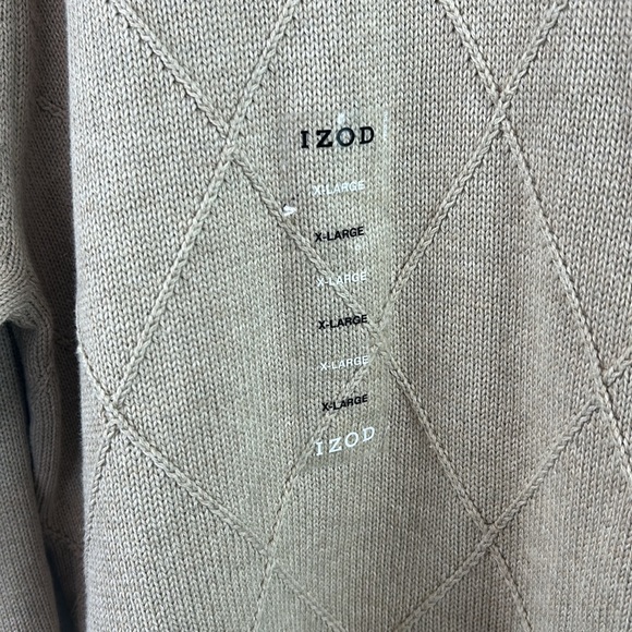 NWT Izod Mens diamond pattern tan sweater XL - Picture 4 of 7